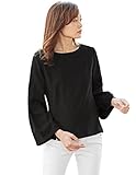 Angeliebe エンジェリーベ マタニティ 授乳口付き フレアスリーブ トップス 妊婦服 産前 産後 長袖 M ～ L ブラック 22076 22076202