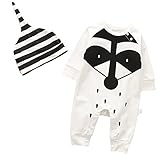 ALLAIBB ベビーロンパースカバーオール 長袖 新生児春秋服 フード付き2点セット きつね柄 59cm