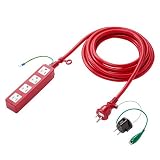 サンワサプライ アウトレット 高強度 タップ レッド 5m 3P 4個口 TAP-HP4-5R 箱にキズ、汚れのあるアウトレット品です。