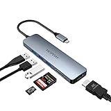 【Amazon限定ブランド 】 HOPDAY 6 in 1 USB C ハブ、 Type C ハブ、 Macbook Pro/Air 用デュアル ディスプレイ USB C アダプター、USB 3.0 5Gbps 高速ドッキング ステーション (4K HDMI、SD/TF、USB A 3.0)、Dell、Surface、HP、Lenovo、Type C デバイス用
