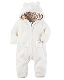 カーターズ　ガールズ もこもこ　カバーオール　くまちゃん　ホワイト　シェルパ　出産祝い　ロンパース　Carter's　花柄 女の子 ボディスーツ (12M(12ヶ月))