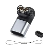 aceyoon for Garmin 充電アダプター L字 1パック ストラップ 防塵キャップ付き 直角 Type-C インターフェース ガーミン用 L型デザイン 変換アダプター for Venu Forerunner Fenix など Type-C対応 急速充電 グレー