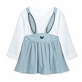 (アイム)iiniim　ベビー　ガールズ　スカート　キャミ型　ウサギ耳　ロングスリーブ　秋冬服　子供服　キッズ ドレス 女の子 カジュアル ワンピース ライトブルー タグ：9 推薦年齢：6-9ヶ月