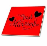 3dRose ct_194331_7 Just Married. Red. Glass Tile, 8-Inch [並行輸入品]