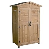 AHEART 木製収納庫 屋外 物置 中型 北欧 三角屋根 スリム 高さ 160cm SI 428 ライトブラウン