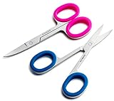 OceanPure Curved Tip Rubber Grip Nail Scissors (Pink/Blue Set) by OceanPure