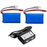 2PCS 7.4V 1100mah リチウム電池 + 2-in-1 充電器 WLtoys A949 A959 A969 A979 S989 V912 T23 T55 F45 に適応 リモートコントロールカーハイレートリチウム電池