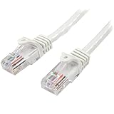 StarTech.com カテゴリー5e LANケーブル 1m ホワイト RJ45コネクタ(ツメ折れ防止カバー付き) イーサネット対応Cat5e UTPケーブル 45PAT1MWH