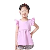 Kaiya Angel Toddler Girl 'sトップスFlutter Sleeve Tシャツソリッドトップスカート2 – 6年 カラー: ピンク