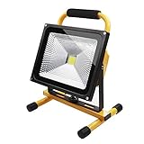 LED投光器,ポータブル投光器,充電式 50W 液晶ディスプレイあり COBチップ 5800lm 6000K スマホに充電可 6本18650電池付属 広角 防水 地震 防災対策 1年保証