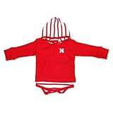 NCAA Nebraska Cornhuskers子供ユニセックスストライプフード付きクリーパー, 12mo、レッド