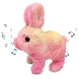 話すウサギのぬいぐるみおもちゃ,おしゃべりぬいぐるみ歌うおもちゃ - 感覚学習開発音楽玩具、電動インタラクティブアニメーションソフトぬいぐるみ、子供、女の子、男の子用 Strmolt