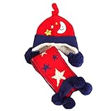 冬のベビーキッズ暖かいイヤーマフ帽子スカーフ快適なぬいぐるみ通気性のベストギフトセットレッドキャップ