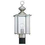 Sea Gull Lighting 8257-965 Single-Light Jamestowne Post Lantern with Clear Beveled Glass, Antique Br