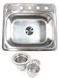 トップマウント25インチ/差し込み式ステンレススチールキッチン島/バーSink withデラックスリフトアウトStrainer