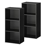 カラーボックス マルチラック 木製 ラック 多目的ラック 本棚 収納ケース 〔3段〕 2個組 ブラック