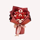 THIKSDL クリエイティブ パンダベア 人形ブーケ - ガールフレンドへの誕生日やバレンタインデーのギフトに最適 (6ストロベリーベア)