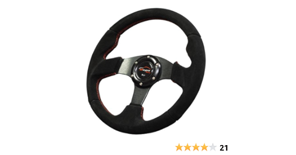 Amazon ステアリング 32f M 本革バックスキン 赤色クロスステッチ M32f ステアリング ハンドル 車 バイク