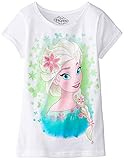 Disney Little Girls' Elsa Short Sleeve Graphic T-Shirt White 6X [並行輸入品]