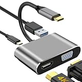 Type-CからHDマルチメディアインターフェイスマルチポートアダプター、4K HD VGA充電ポートUSB3.0,4KタイプCからHDマルチメディアインターフェイス - ホームシアター用のポータブル4-in-1マルチポートHDTVポートハブ