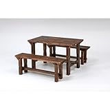 焼杉テーブル＆ベンチセット ナチュラル [並行輸入品]