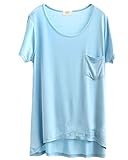 Mullsan Tシャツ 半袖 Vネック シンプル 無地 カットソー シャツ トップス スタイル レディース 春 夏 レディーズ ガールズ ナチュラル きれいめ (sky blue) [並行輸入品]