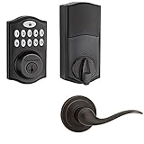 Kwikset SmartCode 914電子デッドボルトfeaturing SmartKey & Z - Wave with Tustin Passageレバー 99140-003-LKIT