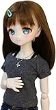 【Petite Marie】1/3 MDD対応 ラグランスリーブ Tシャツ 着回しシンプル ラグラン 半袖 濃いグレー Tシャツ ラウンドカラー 大きい衿開き デイリー Tシャツ カジュアル 40cm ドール BJD 人形服 【プティットマリエ】 [No.0137] ※帽子・キャミソールは含まれません。