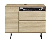 日本製 北欧風 幅90cm キャビネット 完成品 (ナチュラル)