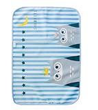 桜の雪 ベビー用 ベットおでかけ防水シーツ 綿 防水加工 通気 おむつ替えシート70*90cm (ブルー梟)