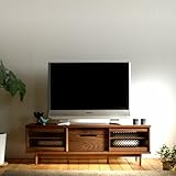 レントリビングボード「スライドガラス扉」【ウォールナット材】　［TV台 TVボード テレビ台 テレビボード スライドドア］