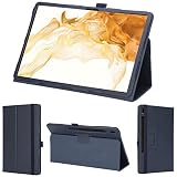 wisers Galaxy Tab S8+ plus 専用タブレットケース (ダークブルー) 12.4インチ 対応 (タッチペン/保護フィルム 付き/スタンドタイプ) タブレットカバー 2023 新型