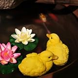 水に浮かべられる 樹脂製 黄色い かわいい アヒルの赤ちゃん 2羽セット キュートな ガーデン作りに