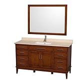 Wyndham Collection Hatton 60 inch Single Bathroom Vanity in Light Chestnut Ivory Marble Countertop U