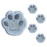 ワッペン シールタイプ 小さめ 刺繍 猫 肉球 ホワイト×グレー 足あとモチーフ 5枚セット 全14種 カラフル NYANDELMO ND-0222-R02-I