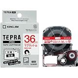 （まとめ） キングジム テプラ PRO テープカートリッジ マグネットテープ 36mm 白／赤文字 SJ36SR 1個 【×4セット】