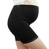 Yuena Care マタニティ レギンス ショート パンツ マタニティスレギンス インナー 下着 ショート丈 妊婦 レース ブラック XXL