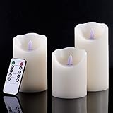 Calm-life Classic Pillar Real Wax Flameless LED Candles with Timer Feature Ivory Color (White)【クリスマス