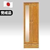 日本製 シック 幅60cm 高さ180cm ハイタイプシューズボックス ミラー付き ナチュラル 完成品