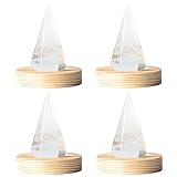 【小網神社】 神塩使用 盛り塩 交換不要 水晶入り クリスタル 財運 商売繁盛 お清め お祓い済み 高さ約5.2cm×直径約2.3cm(底面) 日本製 オルゴナイト 風水 玄関 トイレ 神棚 おしゃれ 開運グッズ 木製台座付き (クリスタル4個セット)