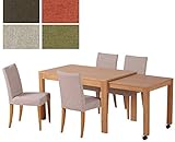 伸長式ダイニング テーブル セット 5点 120-180 伸縮式 カバーリングチェアー ナチュラル　THILE (チェアーカバーの色（アイボリー）)