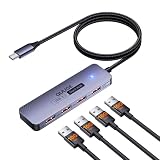 Type-C USB ハブ 10Gbps USB-C 3.2 Gen2 ハブ 4ポート USB-A増設 10G超高速データ転送 1メートルナイロン編みケーブル USB3.0 USB2.0 USB1.1 プラグ&プレイ USB C to USB 3.2 変換アダプタ ラップトップ、デスクトップなどに適用