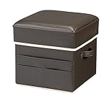 パール金属 SK レザー調 スツール BOX Sサイズ ブラウン ポケット付 N-8107