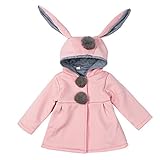 （アイム）iiniim　ベビーコート　ジャンパー　赤ちゃん服　可愛い　兎耳　ウサギ　帽子付き　ポンポン　ふわふわ　秋冬　防寒　女の子　ジャケット　アウターウェア　プレゼント　日常　6-24ヶ月　3色 