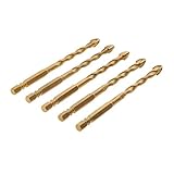 Lovoski ドリルビット　5本セット　全4サイズ（長さ：100mm/115mm/120mm）　六角軸　クロススピアヘッド　セラミックタイル　ガラス - 8mm