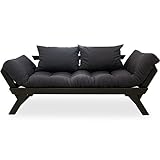 ソファ ソファーベッド 2人掛け 北欧デザイン リクライニング 天然木フレーム ブラウンフレーム×チャコールグレー