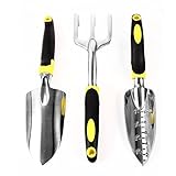 Ohuhu 3 Piece Softouch Garden Tool Set - Cultivator, Transplaner, Trowel [並行輸入品]