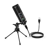 USBマイク コンデンサーマイク 単一指向性 音量調節可能 イズ軽減 タッチミュートボタン PC用マイク パソコンマイク 三脚マイクスタンド