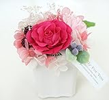 【ベルシック】 プリザーブドフラワー　ルリビットローズ 　ピンク　枯れないお花　お祝・お見舞い　クリアケース付