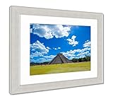 Ashleyフレームプリント古代マヤ文明Historical Ruins Kukulcan Temple、壁アートホーム装飾、ag5394490 35x30 Silver Frame 5394490-